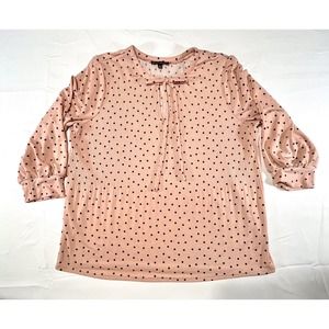Adrianna Papell Large Women’s Pink Polka Dot Flowy Long Sleeve Blouse L